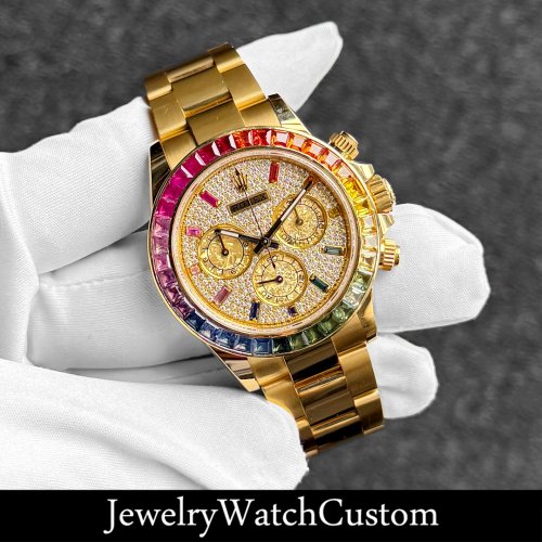 ロレックスデイトナアフターダイヤ レインボーベゼル 文字盤 製作オーダー完成!