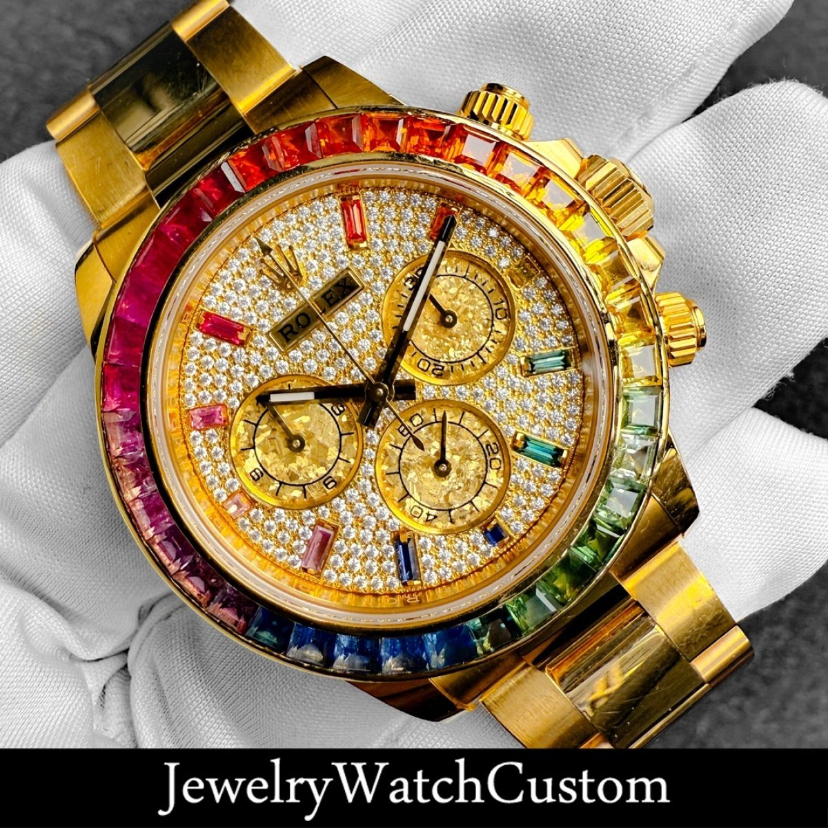 画像4: ロレックス コスモグラフデイトナ 116528 アフターダイヤ レインボーベゼル 文字盤 製作