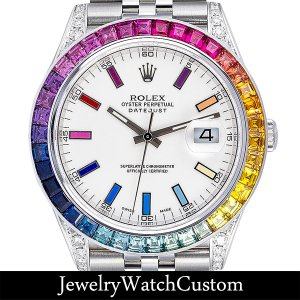 ROLEX ロレックス デイトジャスト41 レインボーベゼル 文字盤 製作オーダー