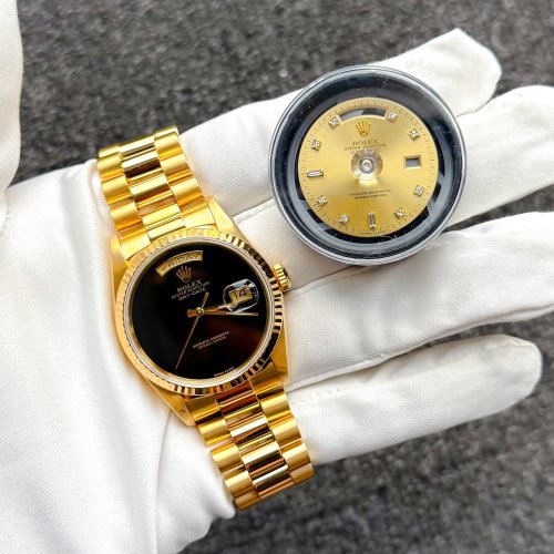 ロレックス デイデイト 36 10PD 18238A(Cal.3155)用 オニキス文字盤 製作&組込 完成!