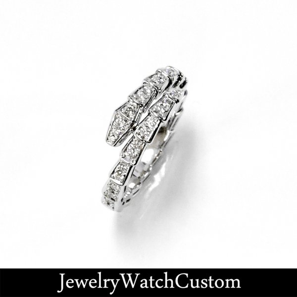 画像1: BVLGARI ブルガリ 18KWG セルペンティ ヴァイパー リング アフターダイヤ