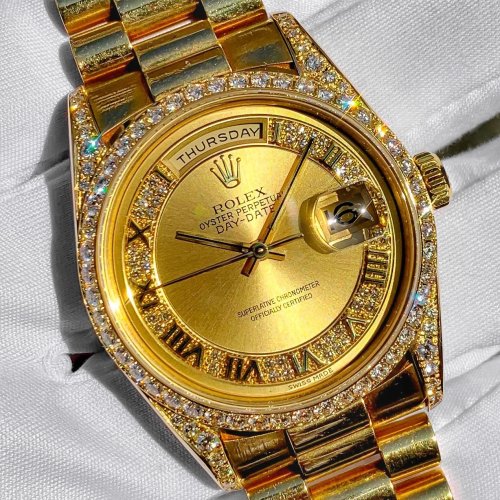 ロレックス デイデイト アフターダイヤ ミリヤード 18238MR 36mm ベゼルダイヤ加工が完成！