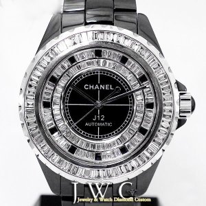 H2027仕様：シャネルＪ１２ フルバケットダイヤモンド 　ベゼル・文字盤