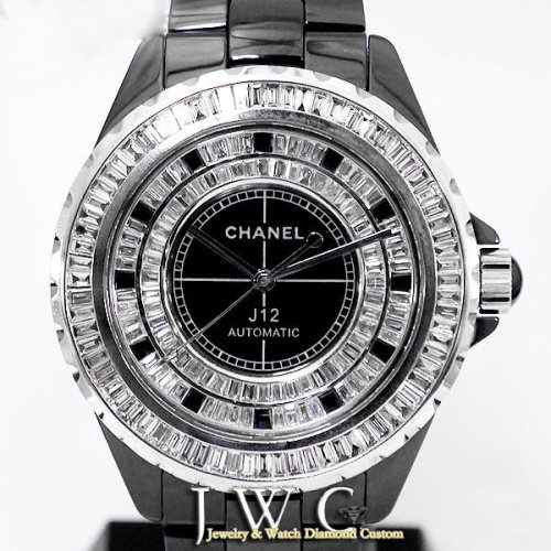シャネルJ12 フルバケットダイヤモンド  ベゼル・文字盤