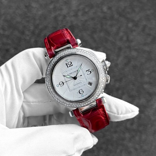 カルティエ パシャ 38 アフターダイヤ ベゼル 2列加工 完成致しました。