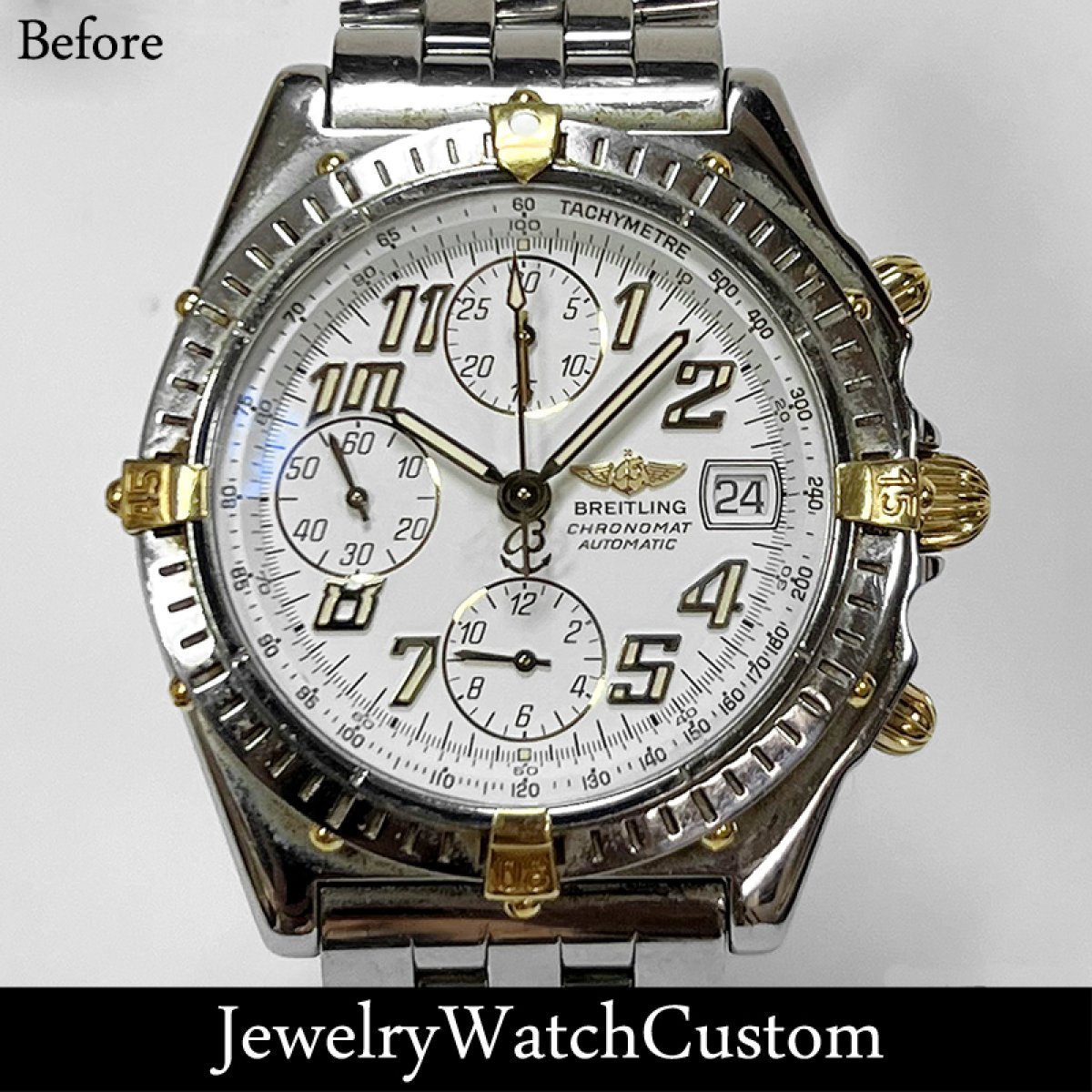 画像4: BREITLING クロノマット ビコロ B13050 アフターダイヤ パヴェ