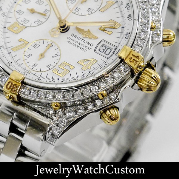 画像3: BREITLING クロノマット ビコロ B13050 アフターダイヤ パヴェ