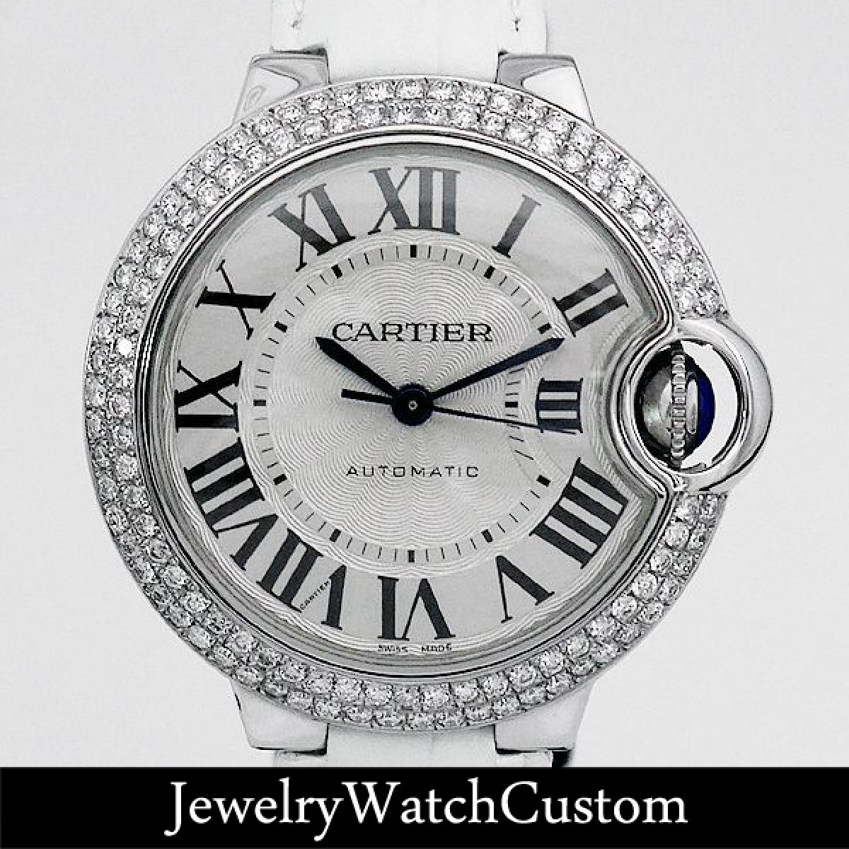 画像1: CARTIER バロンブルー 28mm　レザー アフターダイヤベゼル