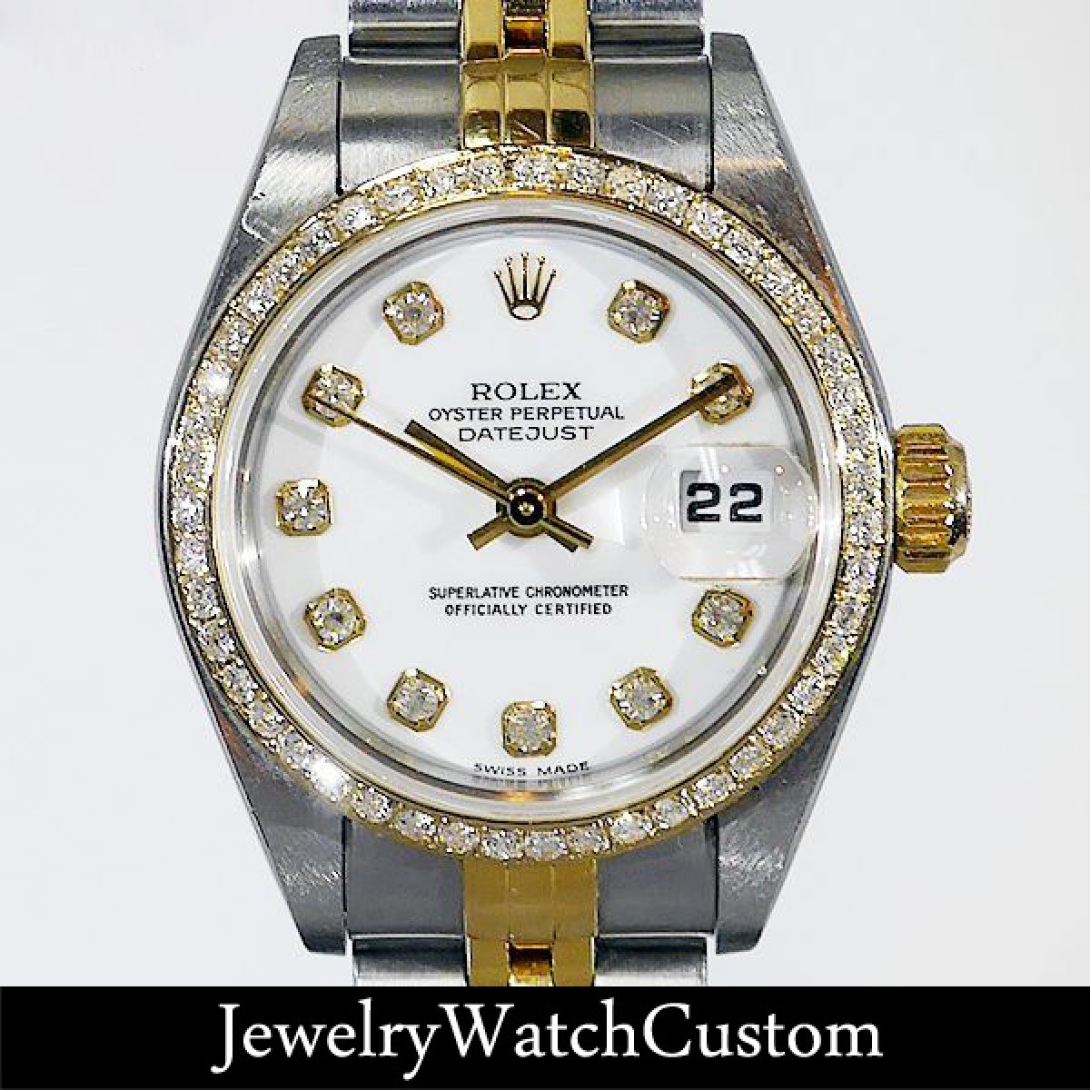 画像1: ROLEX デイトジャスト 10Pダイヤ YGコンビ アフターダイヤベゼル