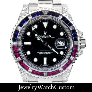 ROLEX GMTマスター2 ダイヤモンド サファイア ルビー アフターダイヤ