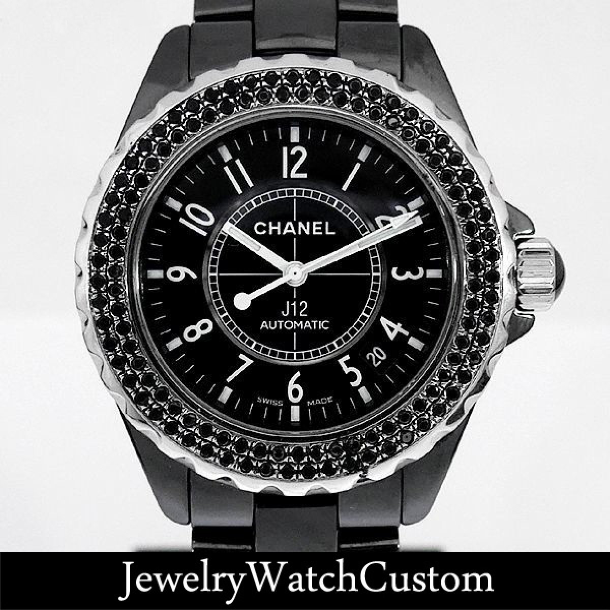 画像1: CHANEL J12 38mm H0685 ブラック アフターダイヤ