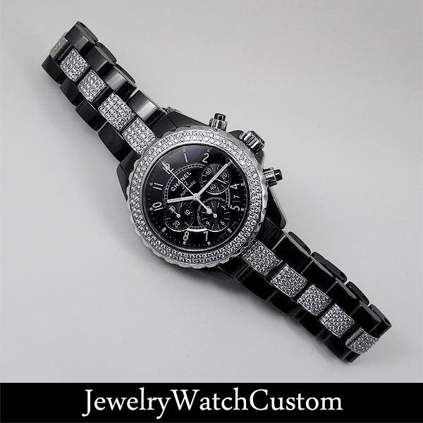 CHANEL J12クロノグラフ アフターダイヤ ブラック - Jewelry Watch Custom'