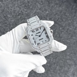 CARTIER カルティエ サントス MM フル アフターダイヤ パヴェ文字盤 ブレスレット加工 完成致しました！