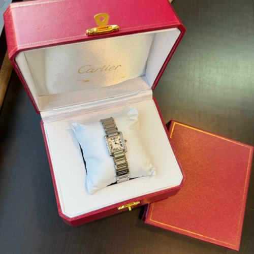 CARTIER タンクフランセーズ SM ベゼル ＆ リューズ アフターダイヤカスタム 完成致しました！