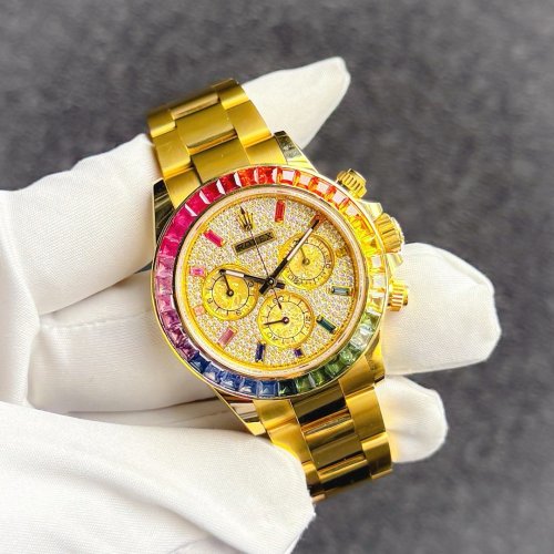 ROLEX ロレックス コスモグラフ デイトナ 116528 アフターダイヤ レインボーベゼル ＆ パヴェ文字盤 製作 完成致しました！