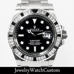 ROLEX サブマリーナ バゲット×ブラックダイヤ ベゼル 製作 取付 完了致しました☆