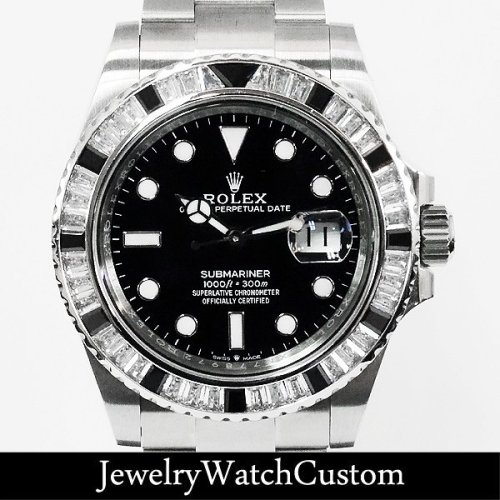 ROLEX サブマリーナ バゲット×ブラックダイヤ ベゼル 製作 取付 完了致しました☆