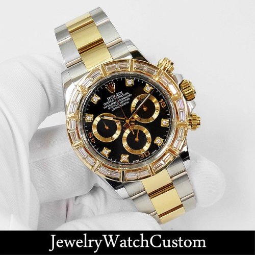 ROLEX デイトナ SS×YGコンビ バゲットダイヤベゼル アフターダイヤ 完成致しました!