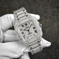 画像1: 【新品】Cartier サントス ドゥ カルティエ LM フルダイヤ / アイスドアウトウォッチ (1)
