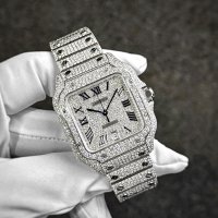 【新品】Cartier サントス ドゥ カルティエ LM フルダイヤ / アイスドアウトウォッチ