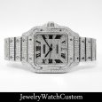 画像3: 【新品】Cartier サントス ドゥ カルティエ LM フルダイヤ / アイスドアウトウォッチ (3)