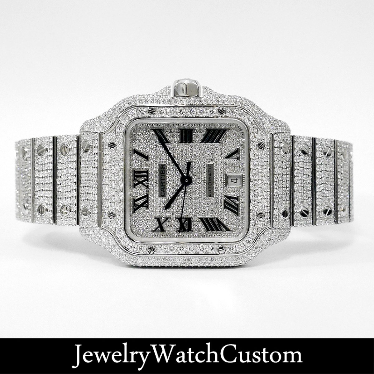 画像3: 【新品】Cartier サントス ドゥ カルティエ LM フルダイヤ / アイスドアウトウォッチ