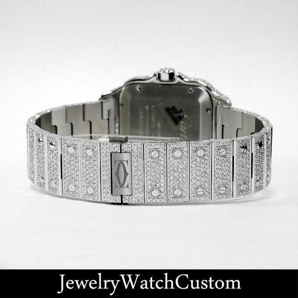 画像4: 【新品】Cartier サントス ドゥ カルティエ LM フルダイヤ / アイスドアウトウォッチ