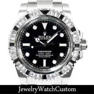 ROLEX ロレックス サブマリーナ ノンデイト バゲットダイヤベゼル アフターダイヤ