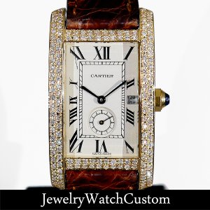 CARTIER タンク アメリカン YG MM アフターダイヤ