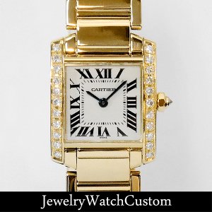 CARTIER カルティエ K18YG タンクフランセーズ SM アフターダイヤ