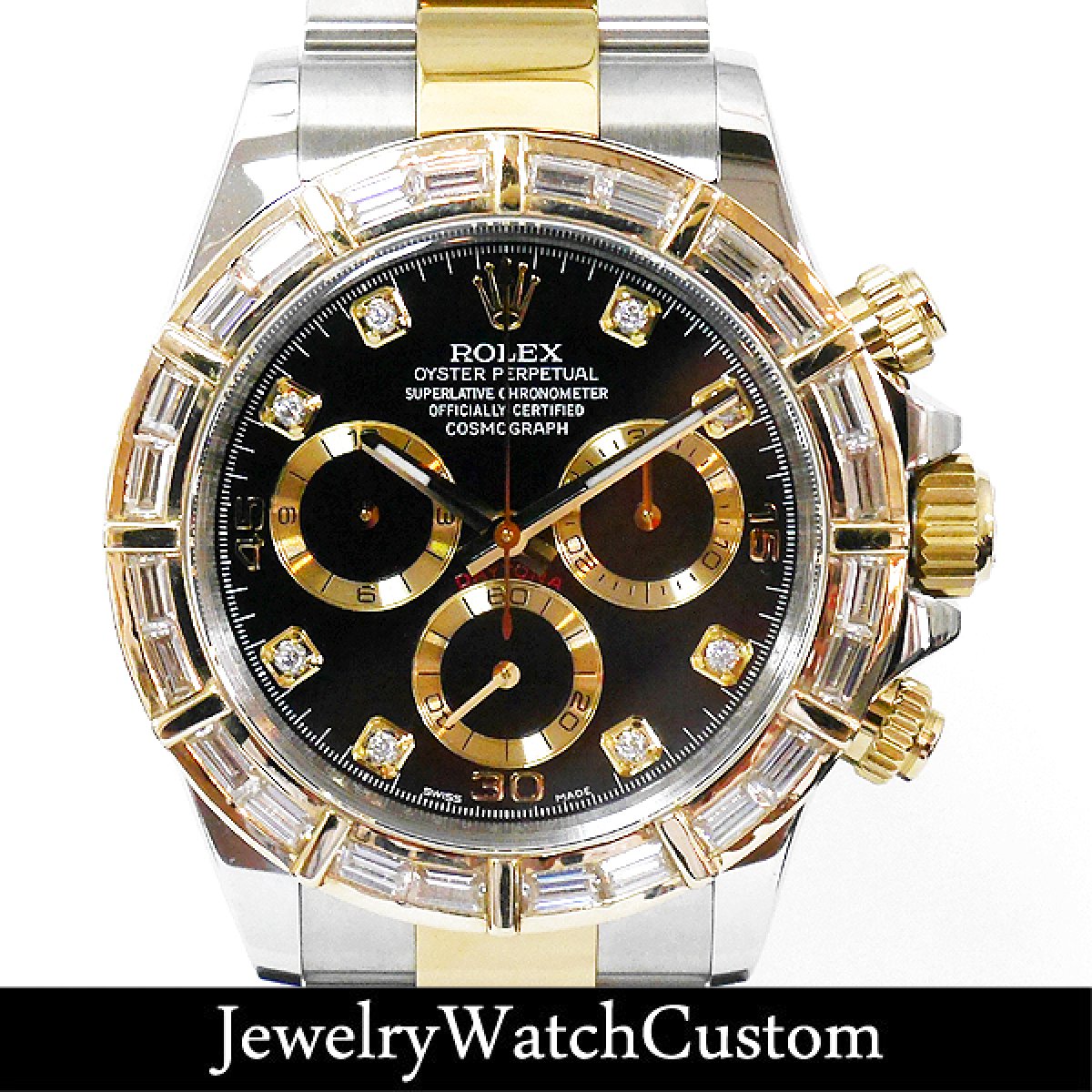 画像1: ROLEX ロレックス デイトナ SS x YGコンビ バゲットダイヤベゼル アフターダイヤ