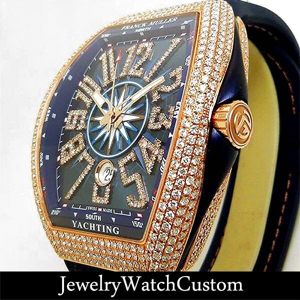 FRANCK MULLER ヴァンガード ヨッティングRGの文字盤とベゼルを正面から見たカット
