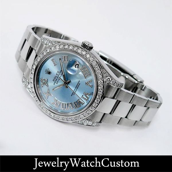 ROLEX デイトジャスト2 116300、ベゼル・文字盤・ケースラグにアフターダイヤを施した斜めカット