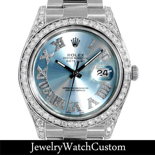 ROLEX デイトジャスト2 116300 全面パヴェダイヤ加工の全体カット